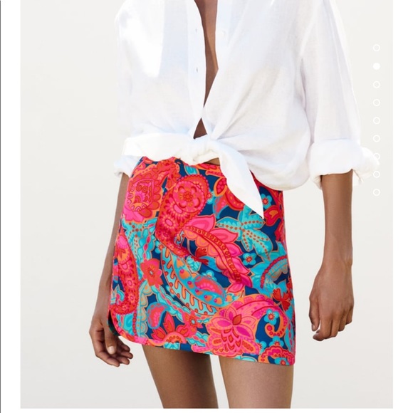Zara || Short Printed Skirt - Picture 3 of 11